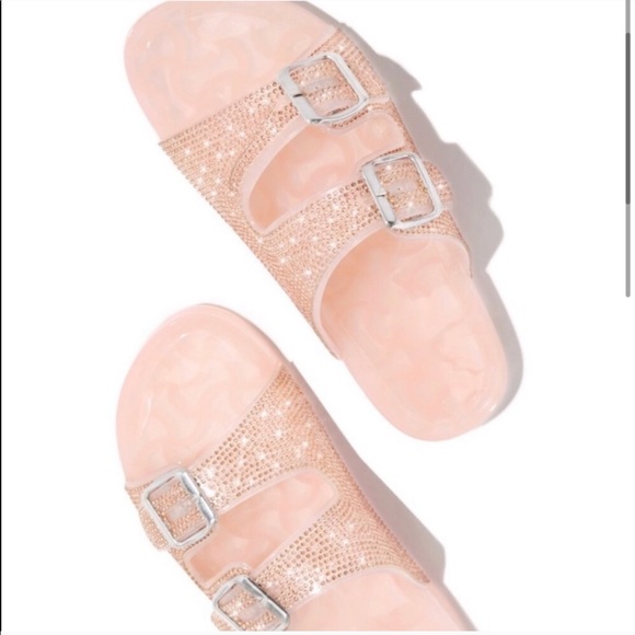 Jelly Double Buckle Rhinestone Slip On San… - Picture 2 of 5